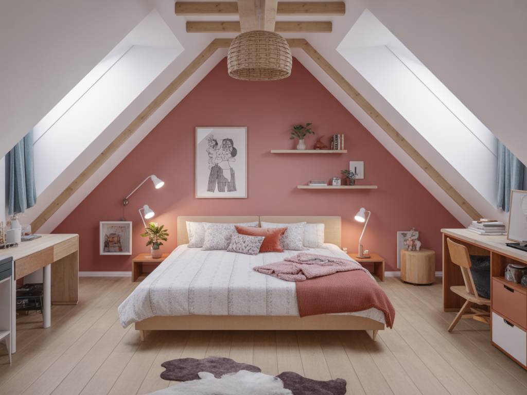 Comment aménager une chambre mansardée : idées gain de place et déco réussie